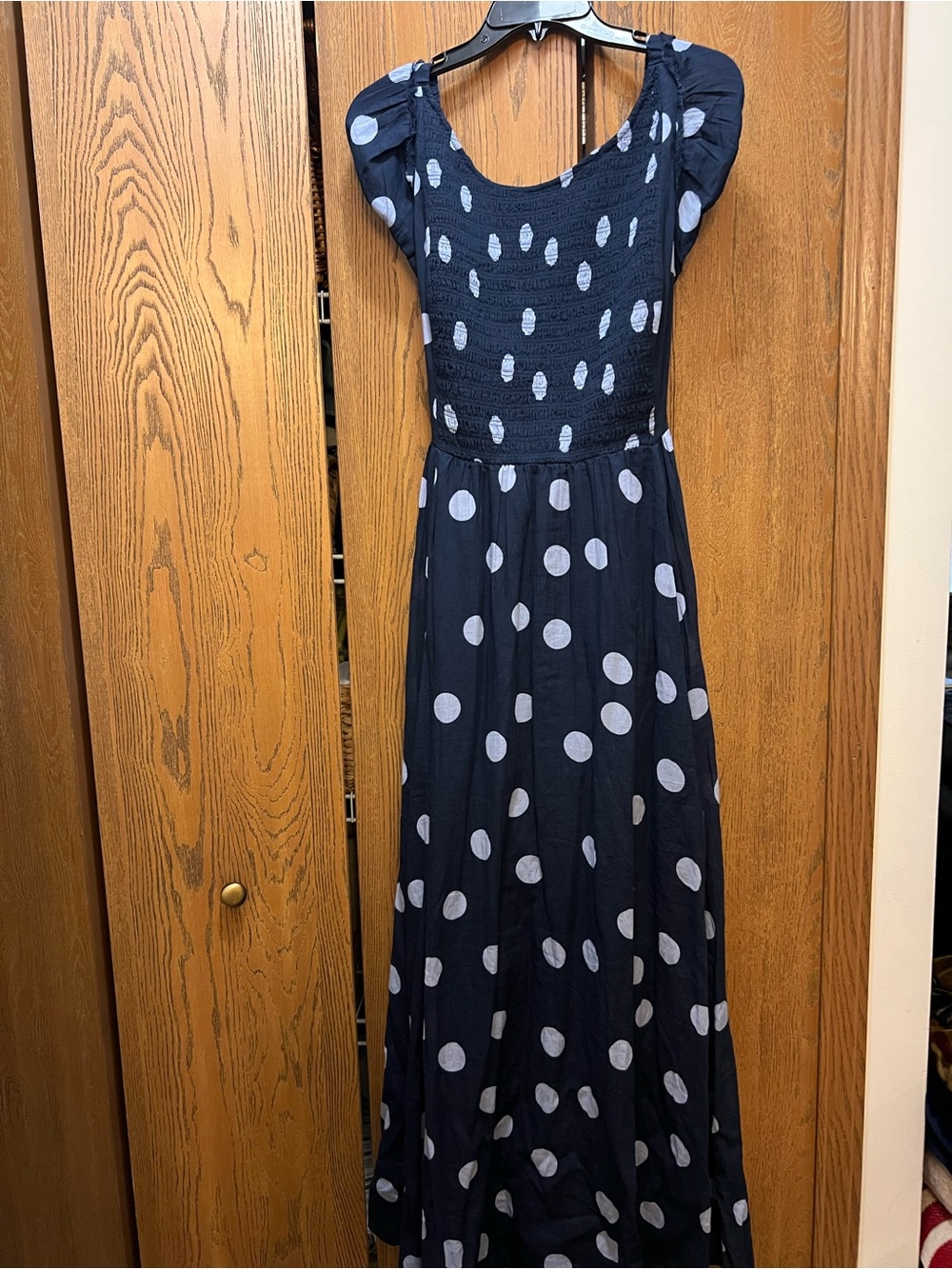 Free People Navy Polka Dot Maxi Dress